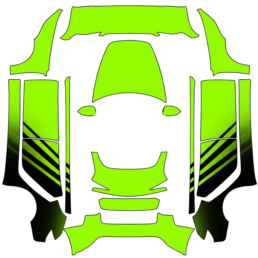 Neon Green Abstract Car Front digital skin preview
