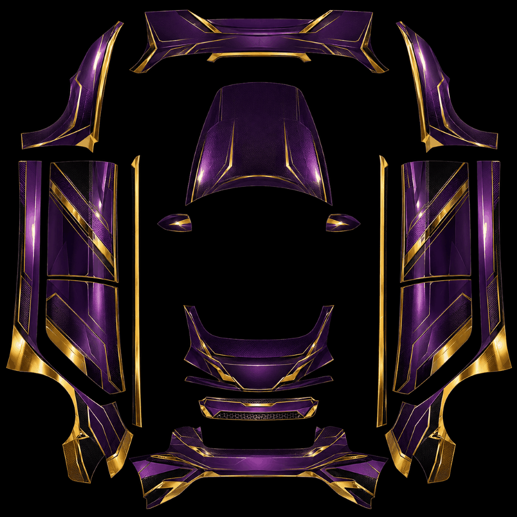 Purple Gold Angular Armor digital skin preview