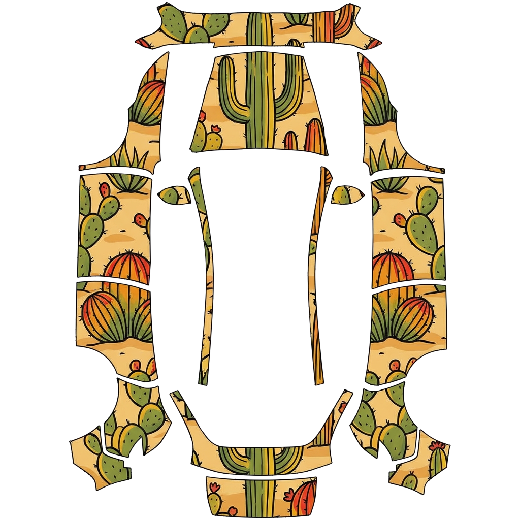 Desert Cactus Sketch Repeat digital skin preview