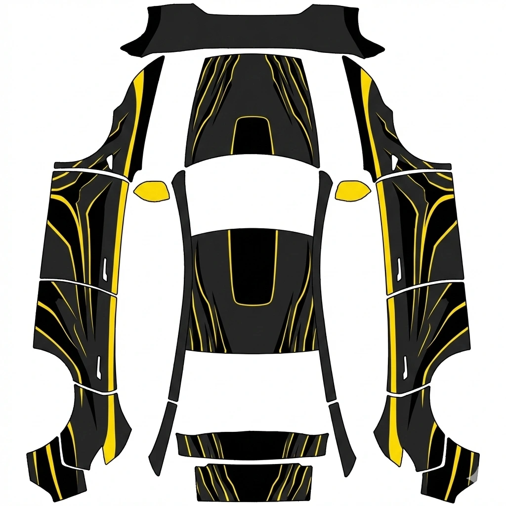 Black Yellow Flow Lines digital skin preview
