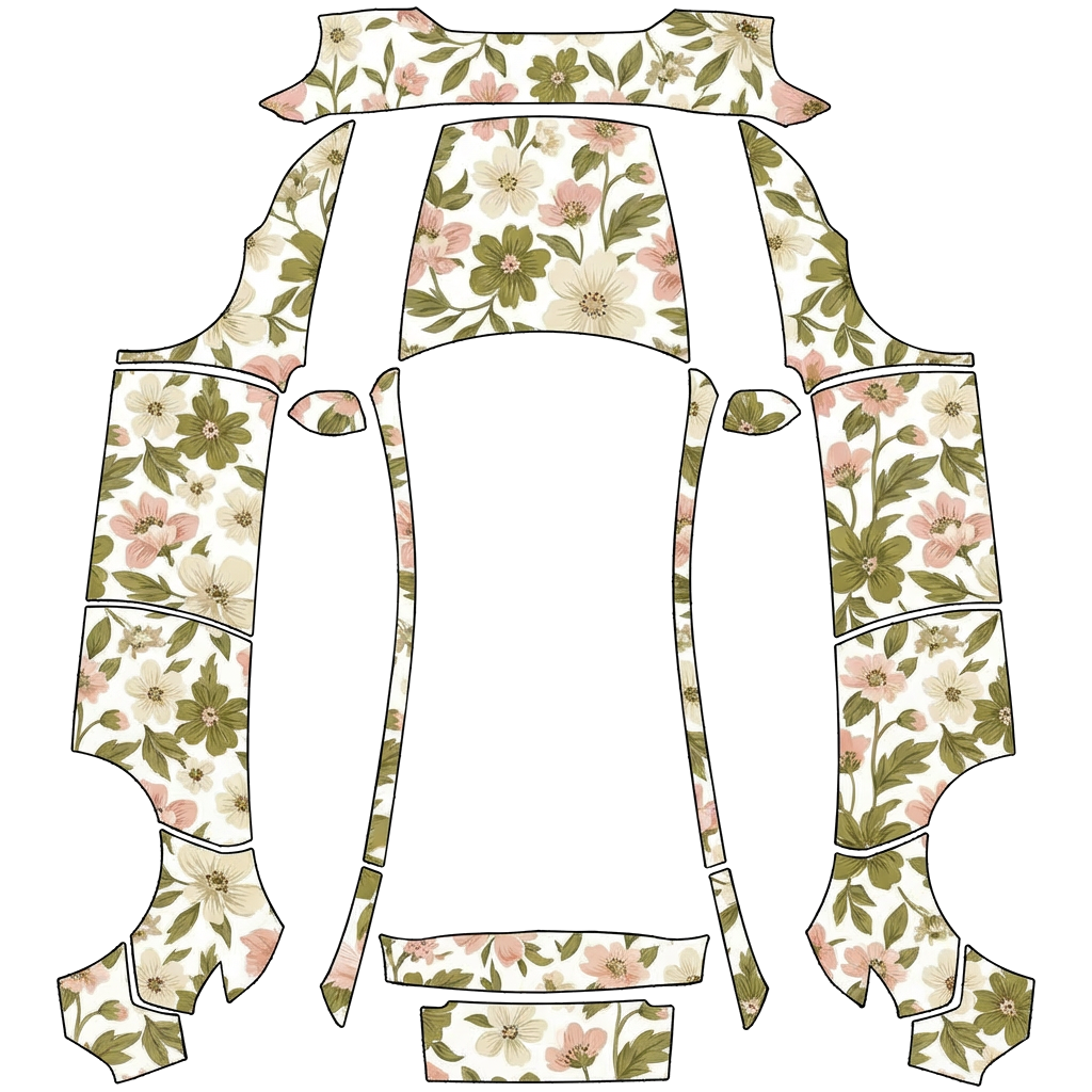 Botanical Cream Floral Panels digital skin preview