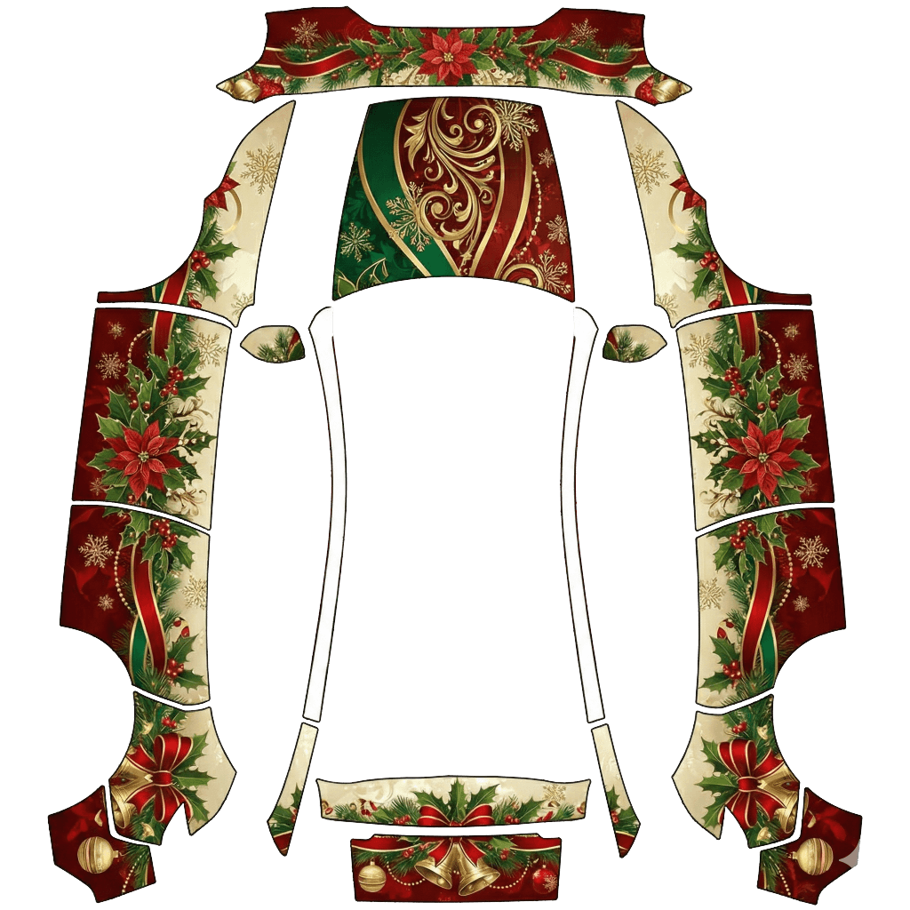 Vintage Poinsettia Holiday Wrap digital skin preview