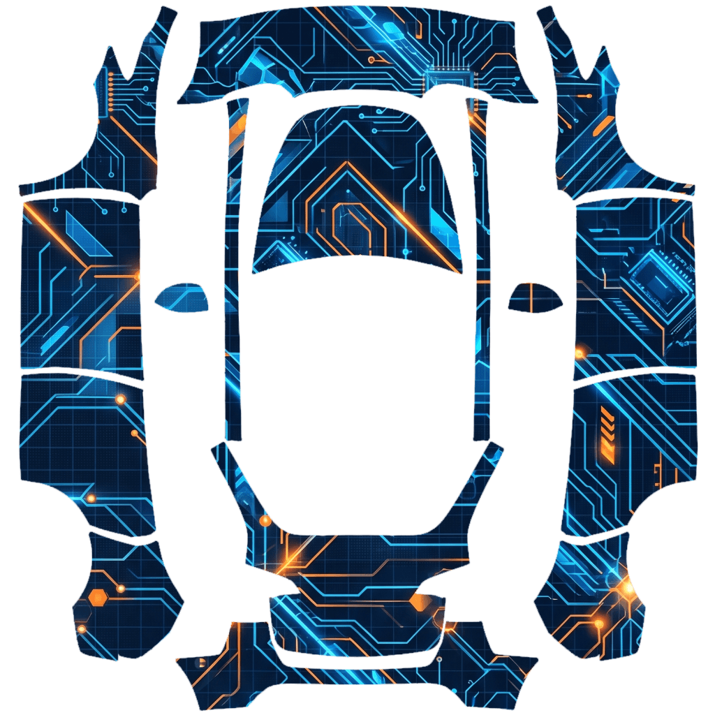 Cyber Circuit Blue Orange digital skin preview